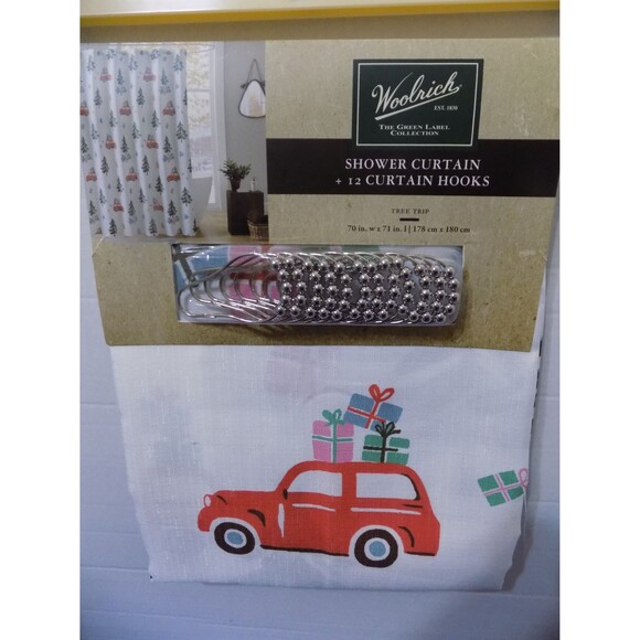 NEW Christmas Truck Tree Shower Curtain Set By Woolrich Est.1830 - Picture 3 of 4